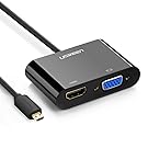 UGREEN Adaptateur Micro HDMI Mâle vers HDMI et VGA Femelle avec Sortie Audio 3.5mm et Câble d'Alimentation de 1m pour GoPro HERO6 Black/ HERO5 Black, Asus T100/ Zenbook UX330UA, Lenovo Yoga 3, etc (Noir)