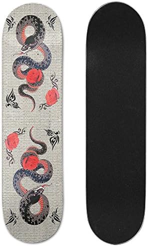 Swirly Black Snake With Red Belly Pro Maple Skateboard Best Gift Sports Toy