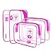 ANRUI Clear Toiletry Bag, 3-Pack TSA Approved Toiletry Bag For Travel Carry On Airport Quart Sized Clear Bag Same Size - rose