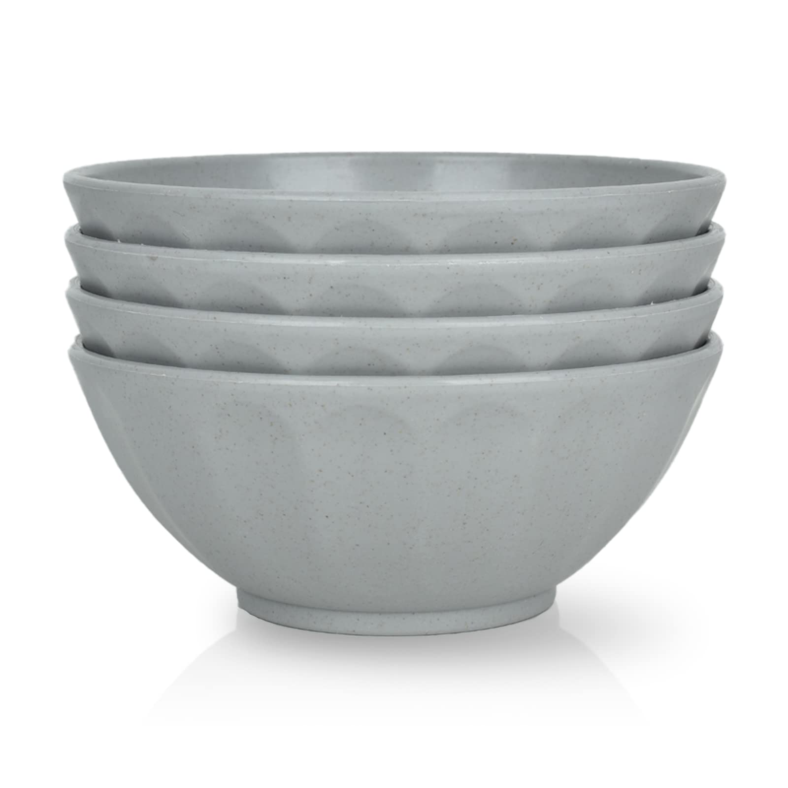 JSYMJSY Unbreakable Cereal Bowl, 26oz Bowls Set of 4, Large Bowl for Soup Pasta Rice Porridge Dessert Snack Salad, Lightweight Plastic Breakfast Bowl, Dishwasher & Microwave Safe, Grau