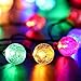 [21ft 30 Led] Solar String Lighting\ Fairy Crystal Ball Outdoor Yard Lights String for Patio Decoration Halloween, Waterproof, Garden, Fence, Christmas Party/ 8 Mode (Steady, Flash) (Multi Color)