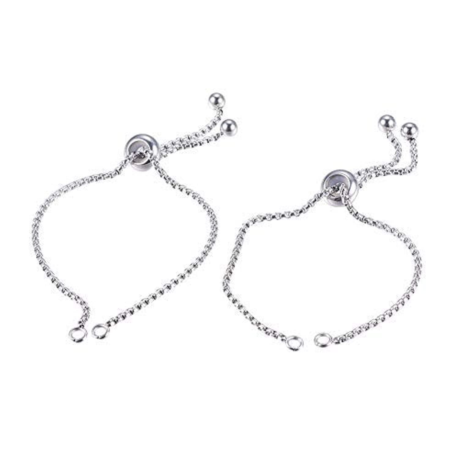 UNICRAFTALE 10pcs 230mm Adjustable 304 Stainless Steel Bracelet Makings Round Box Chain Slider Extender Chains with Ball Ends Metal Material Bracelets for Women s Semi Finished DIY Bracelets