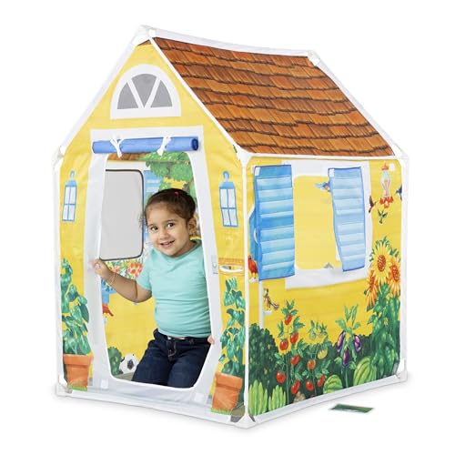 Melissa & Doug Cozy Cottage Fabric Play Tent and Storage Tote, Yellow