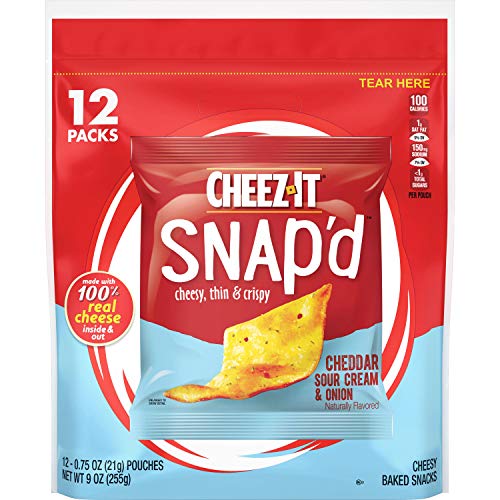 CheezIt Snap'd Cheese Cracker Chips, Thin Crisps, Lunch Snacks