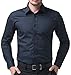 PAUL JONES Shirts Navy Blue Long Sleeve Fitted Dress Shirts for Men (S)
