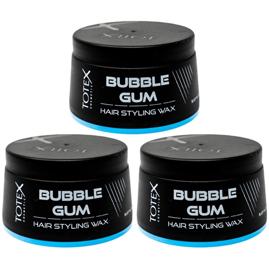 Totex Hair Styling Wax Bubblegum 150ml x3 Pack | Regular Hold Paste for Men | Professional Barber Quality Bubble Gum Scent Hair Wax | Strong Control, Shine & Long-Lasting Styling