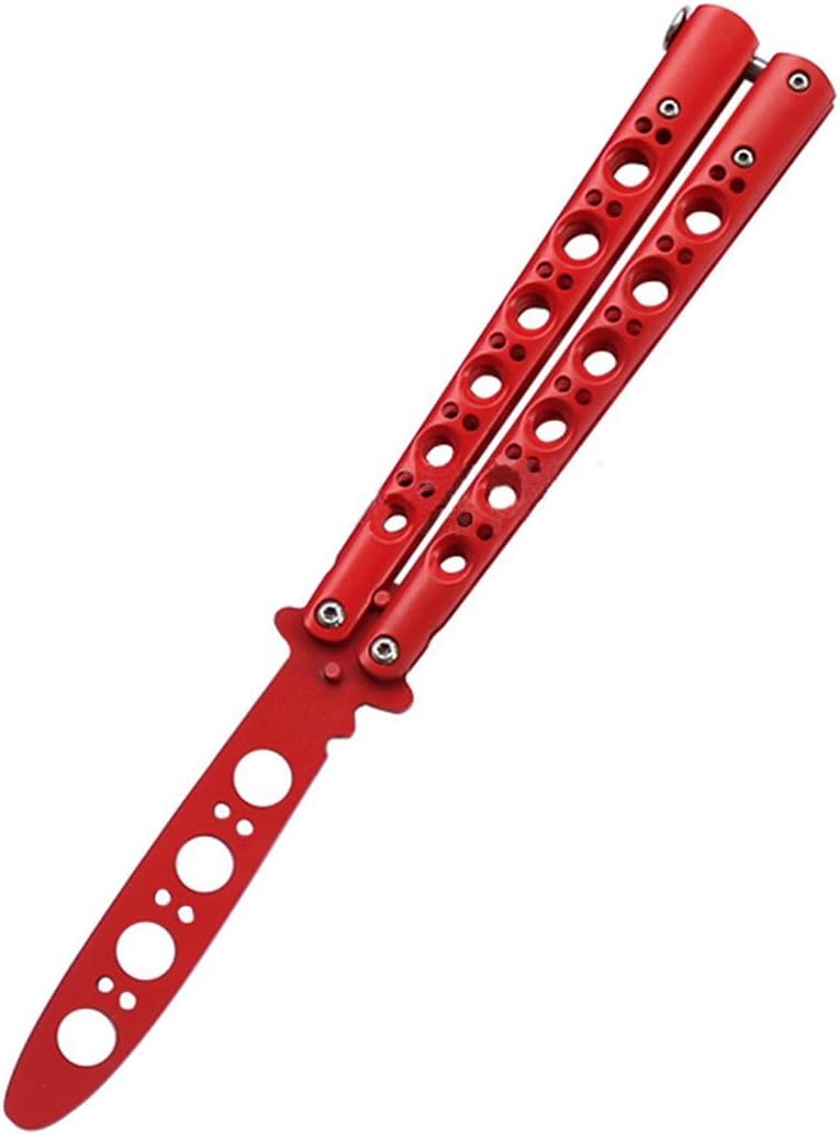 Deluxe Metal Steel Practice Balisong Butterfly Knife Trainer(Red)