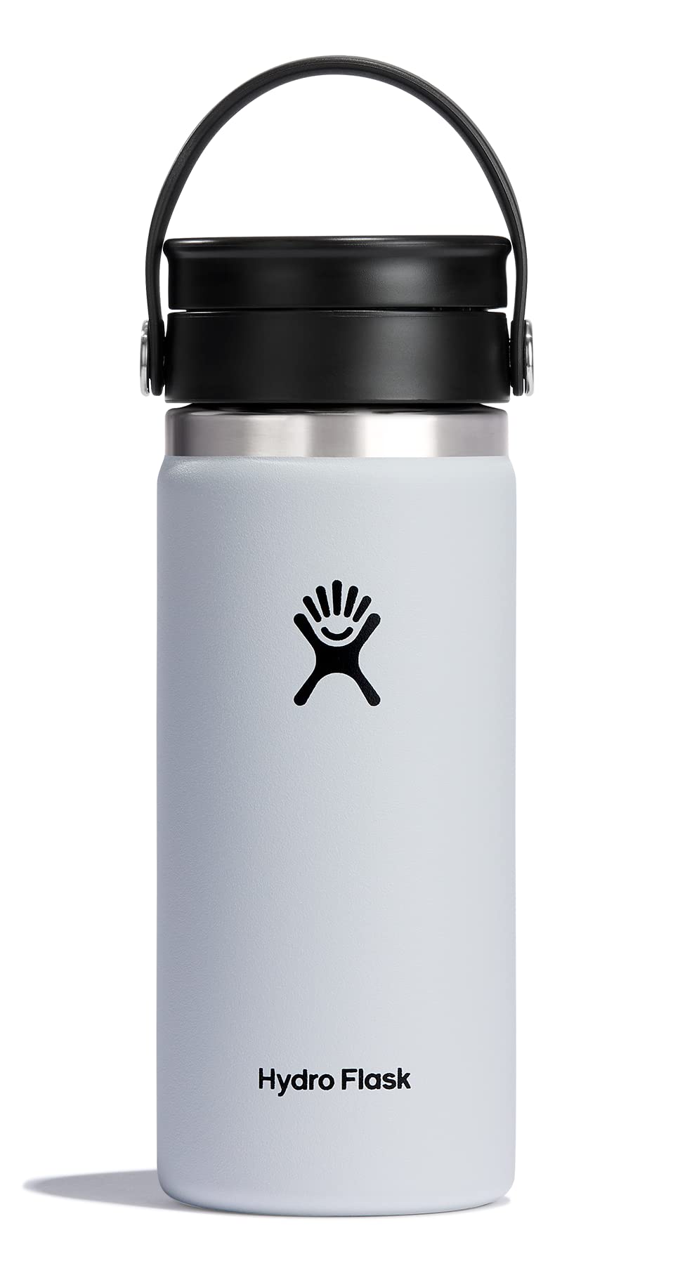 Hydro Flask - Travel Coffee Flask 473 ml (16 oz) - Vacuum Insulated Stainless Steel Travel Mug with Leak Proof Flex Sip Lid - Wide Mouth - White