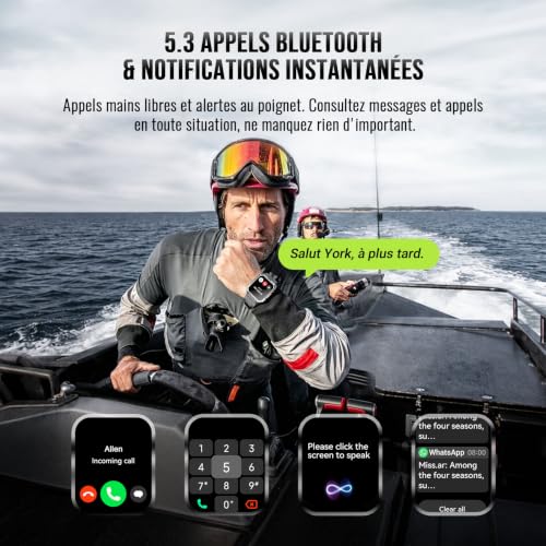 Blackview Men's Military Smart Watch, SOS LED Torch & Compass, 100J Battery Life 960mAh, Bluetooth Calling, Pedometer, 24h Health Tracking, 120+ Sports Modes, IP68, Shockproof, iOS & Android