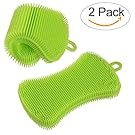 HEYFIT Silicone Sponge, Kitchen Dish Sponge Multipurpose Antibacterial Washing Brush Scruhbber for Instant Pot Steamer Basket Cleaning Pot Pan Dish Bowl, Wash Fruit Vegetable-2 Pack