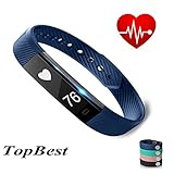 Fitness Tracker ID115 Heart Rate Monitor TopBest Sedentary Call Reminding Remote Self-Timer Sleep QualityCalorie Counter Pedometer Wristband with Touch Screen Smart Bracelet For Android iOS Phone