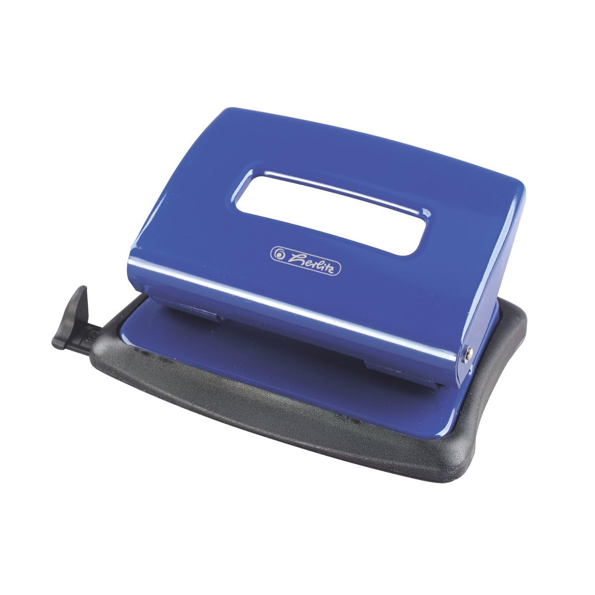 Herlitz 1.6mm Metal Office Punch with Adjustable Paper Guide - Blue