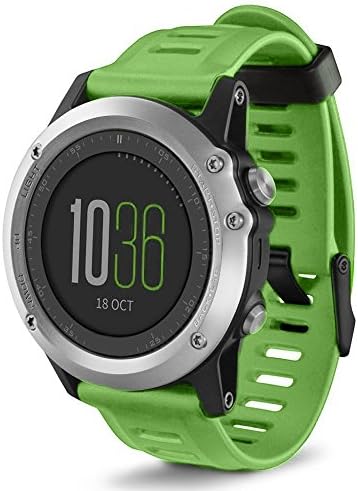 Jshuang for Garmin Accessiory, Soft Silicone Strap Replacement Watch Band with Tools for Garmin Fenix 3 HR, 1pc Wristband+ 2pc Screwdriver,215mm (Green 1)