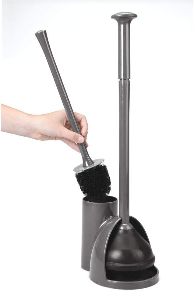 mDesign Toilet Bowl Plunger and Brush Essential Bathroom Accessories Stylish Plunger and