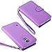 Wisdompro Case for S5, PU Leather Folio Protective Wallet Case Phone Cover with Credit Card Slots, Wrist Strap and Magnetic Closure for Samsung Galaxy S5 - Purple