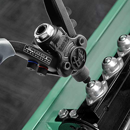 AECCN Rivet Gun - 10.5'' Heavy Duty Hand Riveter Gun Kit with 5 Interchangable Color-Coded Heads | 5 in 1 Pop Rivet Gun with 50-Piece Rivets | FO-6001C