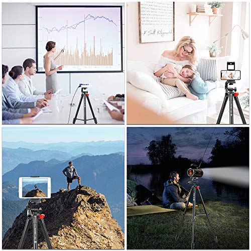 ZOMEI Phone and Ipad Tripod, Video Tripod for Cellphone,Travel Selfie Tripod for Samsung, Huawei,iPhone,Camera and Gopro with Bluetooth Remote Control Universal Smartphone iPad Stand