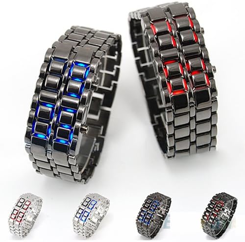 Piggy2gether - Men Women Novelty Lava Iron Metal Faceless LED Watch Wristwatch Bracelet, Stainless Steel Watch