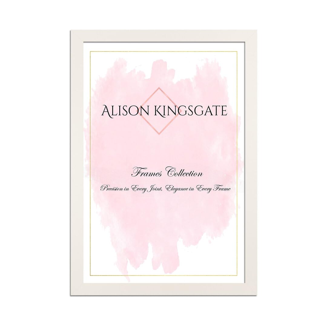 Alison Kingsgate Sleek A3 Picture Frame - Engineered Wood with Shatterproof Perspex Front -Perfect for Photos, Posters, Certificates -Suitable for Wall Mount or Tabletop Display - White-