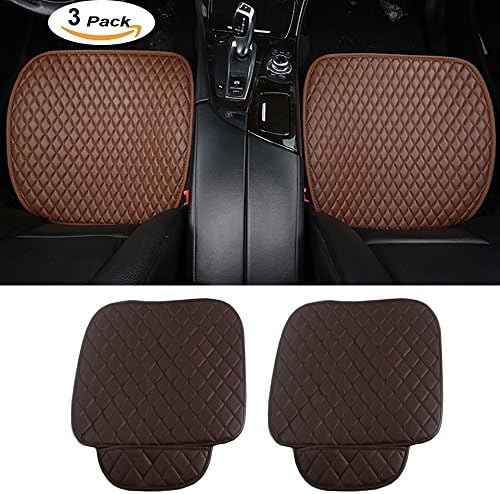 Car Seat Cover Set Cushion - SEAMETAL PU Leather Seat Covers Full Set Car Seat Covers for SUV Sedan,all Weathers,Waterproof Seat Covers,with Side Pocket as Car Seat Organizer (Brown 3PACK)