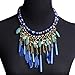 SUMAJU Fancy Feather Pendant Statement Necklace, Women's Multi Layers Tribal Bib Leaf Rope Chain Chunky Collar African Necklace Jewelry