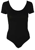 COMMENCER Fashion Sexy Women's Basic Solid Scoop Neck Stretch Short Sleeve Leotard Bodysuit Lingerie