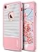 ULAK iPhone 8 & 7 Case, Shock-Absorbing Flexible Durability TPU Bumper Case, Durable Anti-Slip,Front and Back Hard PC Defensive Protection Cover for Apple iPhone 7 4.7 inch, Rose Gold Stripes Minimal