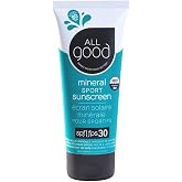 All Good Sunscreen - Sport Mineral Sunscreen Lotion, Reef Friendly, SPF 30+ for Face &amp; Body, Water &amp; Sweat Resistant (3 oz)