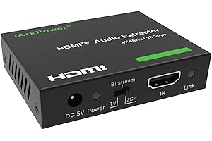 iArkPower HDMI 2.0 Audio Extractor 4K60Hz HDMI to Optical + 3.5mm Audio Splitter Support Dolby Vision, Dolby Atmos, HDR10, HDCP 2.2, CEC, 5.1CH DD/DTS, 2CH PCM