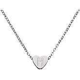 PATIKIL Initial Heart Necklace for Women, 18K Gold Plated Stainless Steel Chain Dainty Personalized Name Letter H Pendant Necklaces for Woman Jewelry Gifts, Silver Tone