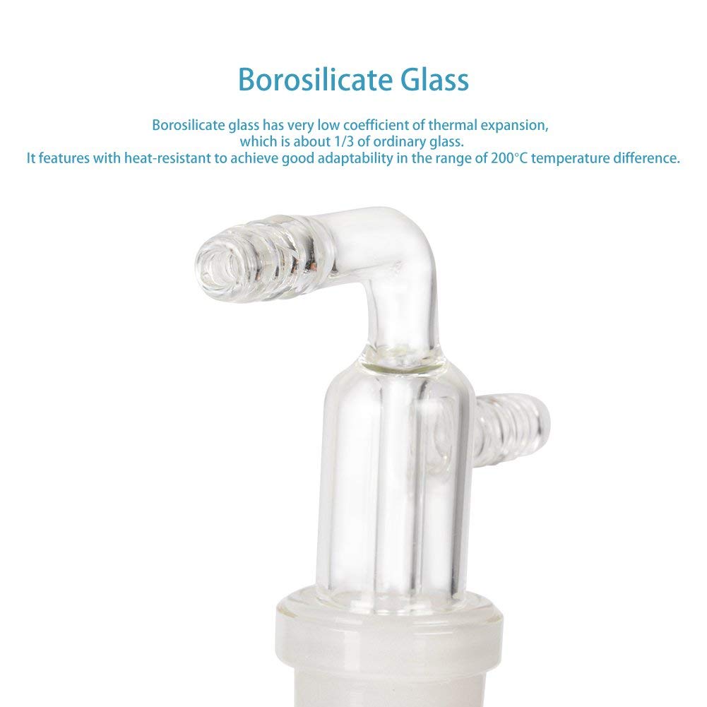 stonylab Glass Vacuum Cold Trap Bubbler with 10mm Serrated Hose, 225mm Length Below The 29/42 Joint - Image 4