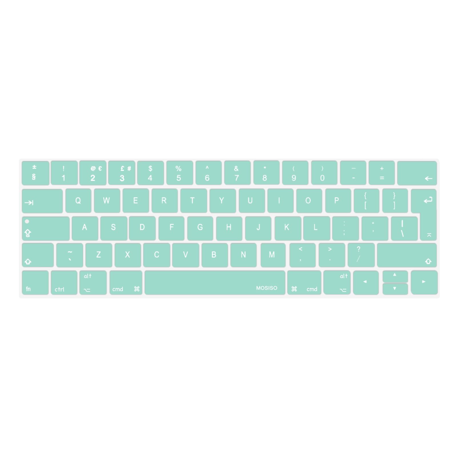 MOSISO Keyboard Cover Compatible with MacBook Pro with Touch Bar 13 and 15 Inch 2019 2018 2017 2016 (Model: A2159, A1989, A1990, A1706, A1707), Silicone Skin Protector (Europe Layout), Mint Green