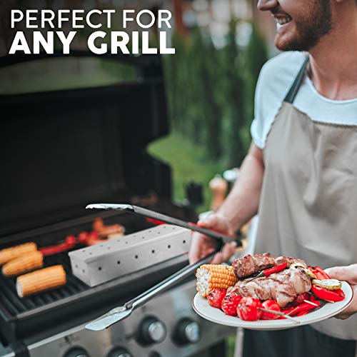 Kaluns BBQ Smoker Box for Wood Chips - Great for Use on Your Gas or Charcoal Grill to add Delicious Smoked Flavor to Your Meat - Hinged Lid - Thick Stainless Steel WARP Free Grilling Accessory - Thumbnail 6
