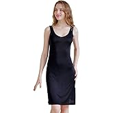 Zylioo Women's Skirts Mulberry Silk V-Neck Full Slips Dresses with Split Hem Slim Fit Tank Top Under Dress Nightwear
