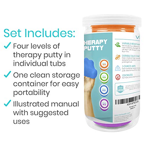 Vive Therapy Putty (4 Pack) Theraputty for Hand Stress Putty for