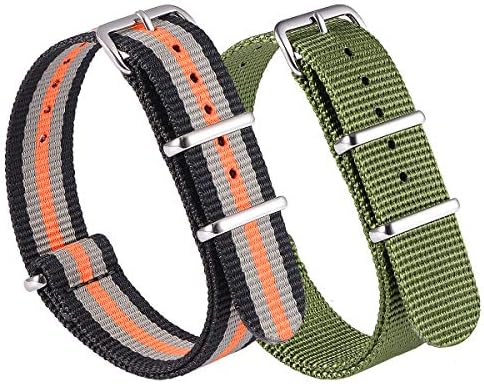 NATO Watch Bands Strap Canvas Fabric Nylon Watch Straps with Stainless Steel Buckle,Adebena Ballistic Replacement Watch Bands Width 20mm 22mm