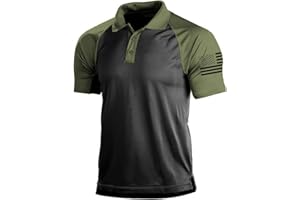 H HYFOL Short Sleeve Polo Shirts for Men Graphic Stretch Casual American Patriotic Raglan Golf Polos for Men