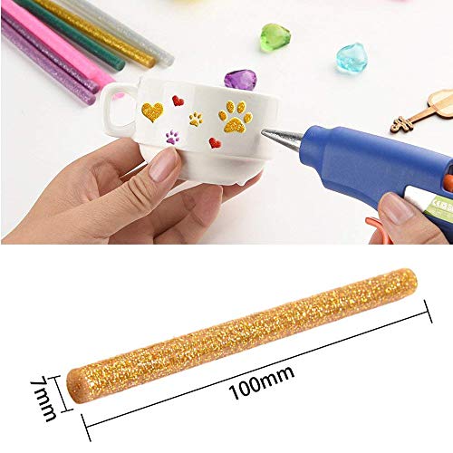 100 Pack Hot Glue Gun Sticks 13Color 7 mm by 100 mm Mini Glue Sticks Hot Melt Glue Sticks Mini Glitter for DIY Art Craft Compatible with Most Glue Guns