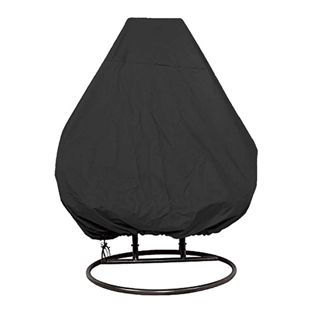 CHEYLIZI Patio Hanging Chair Cover 232 * 203cm 210D Oxford Fabric Garden Cocoon Egg Chair Garden Furniture Protective Cover with Drawstrings (Double 91in x 80in, Black)