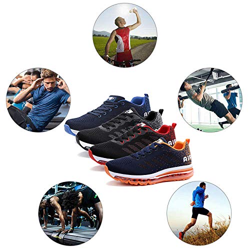 UPSOLO Mens Walking Casual Air Cushion Cross Trainer Shoes Trail Running Fitness Footwear Mesh Soft Sole Breathable Jogging Outdoor Sports Sneakers(833 Orange 38)
