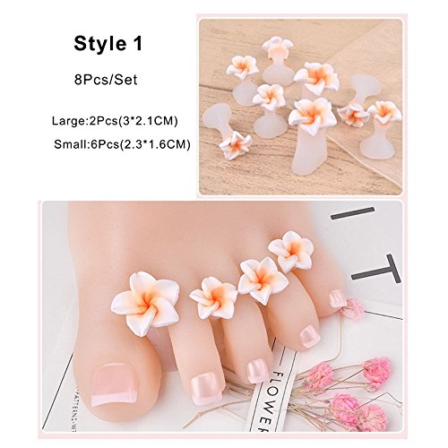 8pcs Silicone Toe Separator Daisy Flower Sunflower Waterdrop Design DIY Foots Toe Nail Art for Salon Use Finger Separator Nail Tools Feet Care Manicure Pedicure