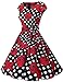 DRESSTELLS Vintage Dress for Women, 1950s Retro Cocktail Prom Polka Dot Short Dress, 50s 60s Pinup Wedding Tea Party Swing Dress Summer 2024 Black Red Rose Dot 3XL