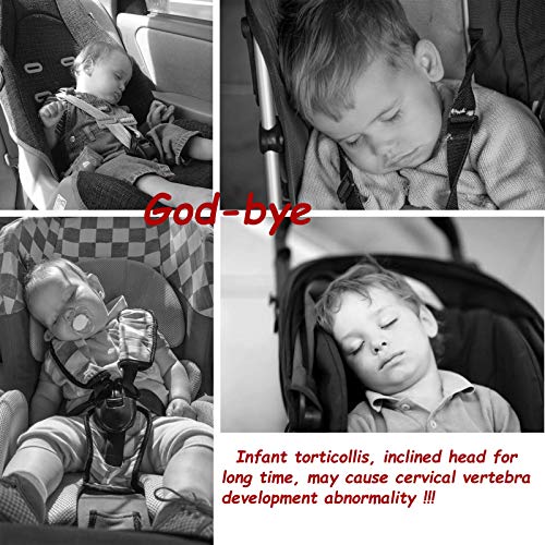 Adjustable Baby Travel Neck Pillow for Car Seat, 2 in 1 Pushchair Strollers Soft Head Neck Support for Infant Toddler,Organic Flat Head Pillow with Banana Neck Pillow for 6 Months to 2 Years - Thumbnail 2