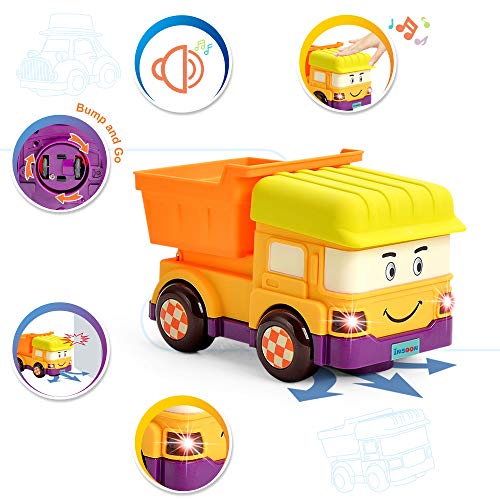 Insoon Toddlers Toy Cars for Girls and Boys 2 Pack of Talking Cartoon Cars Playset Toy Trucks and Vintage Cars Run with Music for Kids Who Love Vehicle Toys
