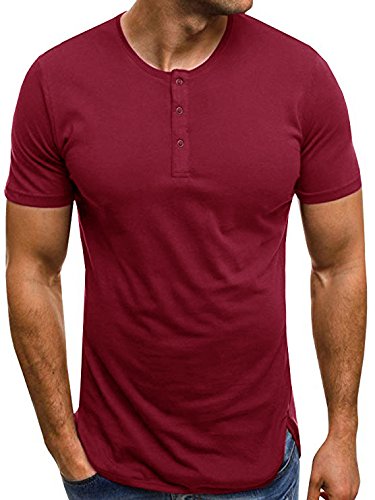 Inorin mens short sleeve 3 buttons slim fit henley t-shirts asymm…