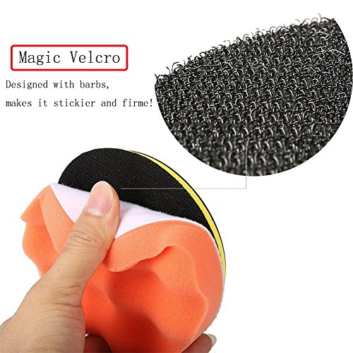 Cxtiy Car Polishing Buffer Pad Set 5 Pcs 4'' Wool Polish Waxing Pad with Velcro Wheel and M10 Drill Adapter for Car Glass Ceramic Stone (4inch 5pcs)