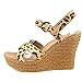UGG Australia Womens Jazmine Calf Hair Leopard Wedge