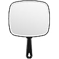 BEFUI Extra Large Handheld Mirror，Hand Salon Mirror with Handle for Barbers, Hairdressing (Black，12.4" Lx 9" W)