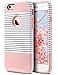 ULAK Slim Fit Case for iPhone 6S, iPhone 6 4.7 Inch, Hybrid Dual Layer Scratch Resistant Hard Back Cover Shock Absorbent TPU Bumper Case for Apple iPhone 6/6s 4.7 inch(Rose Gold/Black Stripe)
