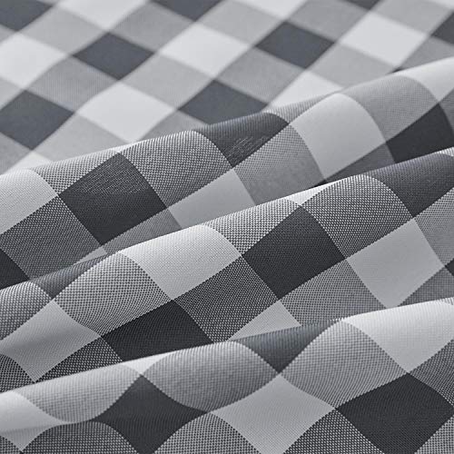 VEEYOO Polyester Checkered Cloth Napkins Set of 12 Pieces Buffalo Plaid Napkins Hemmed Edges Washable Gingham Oversized Dinner Napkins Stain Resistant Table Napkins (17x17 inch, White & Grey Napkins)